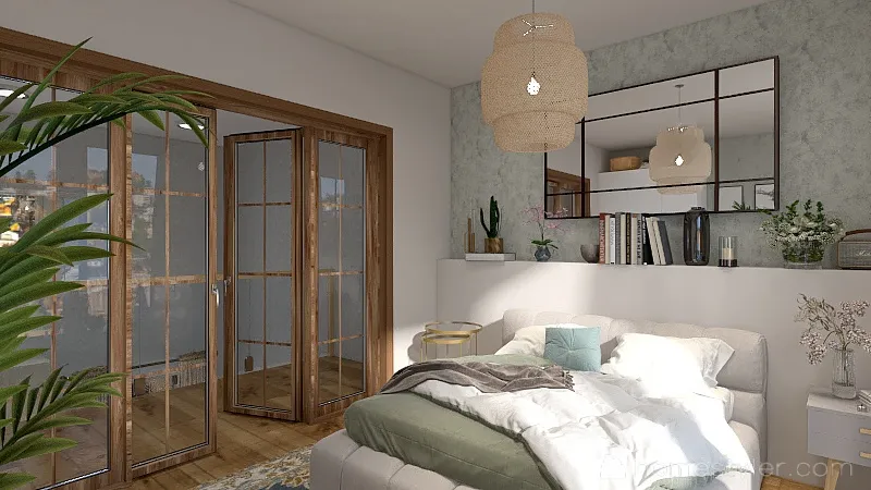 1 bedroom loft style appartment 3d design renderings