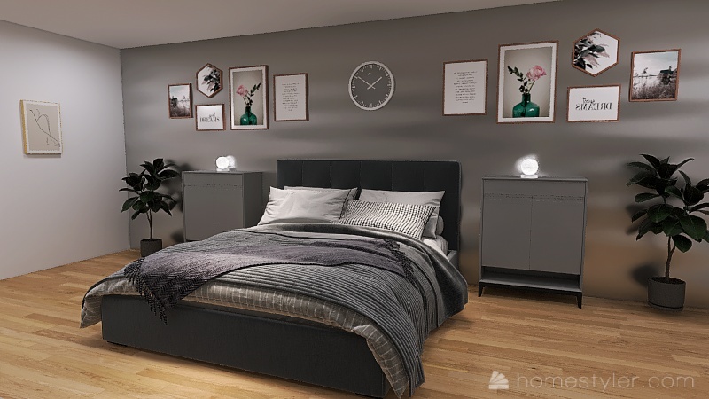 Shadow Themed Bedroom 3d design renderings
