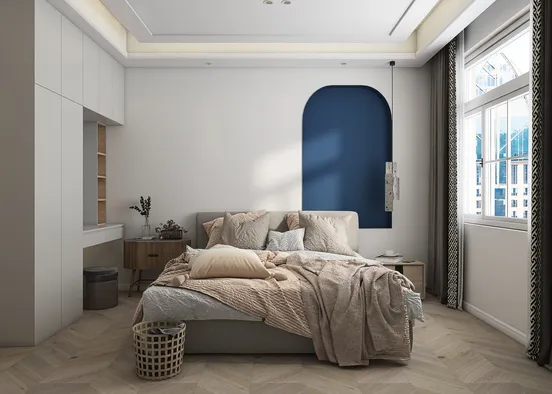 # Scandinavian Living and Bedroom Design Rendering