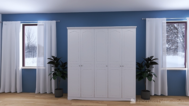 Blue and White  Bedroom 3d design renderings