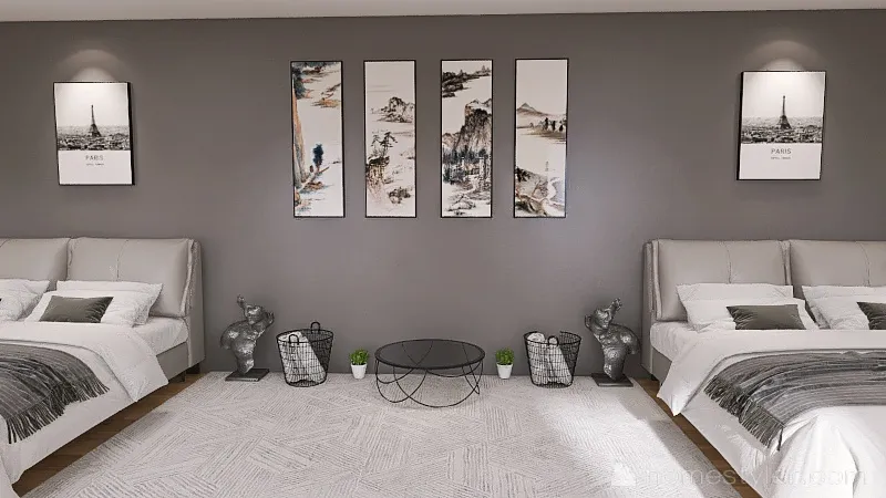 Grey Bedroom 3d design renderings
