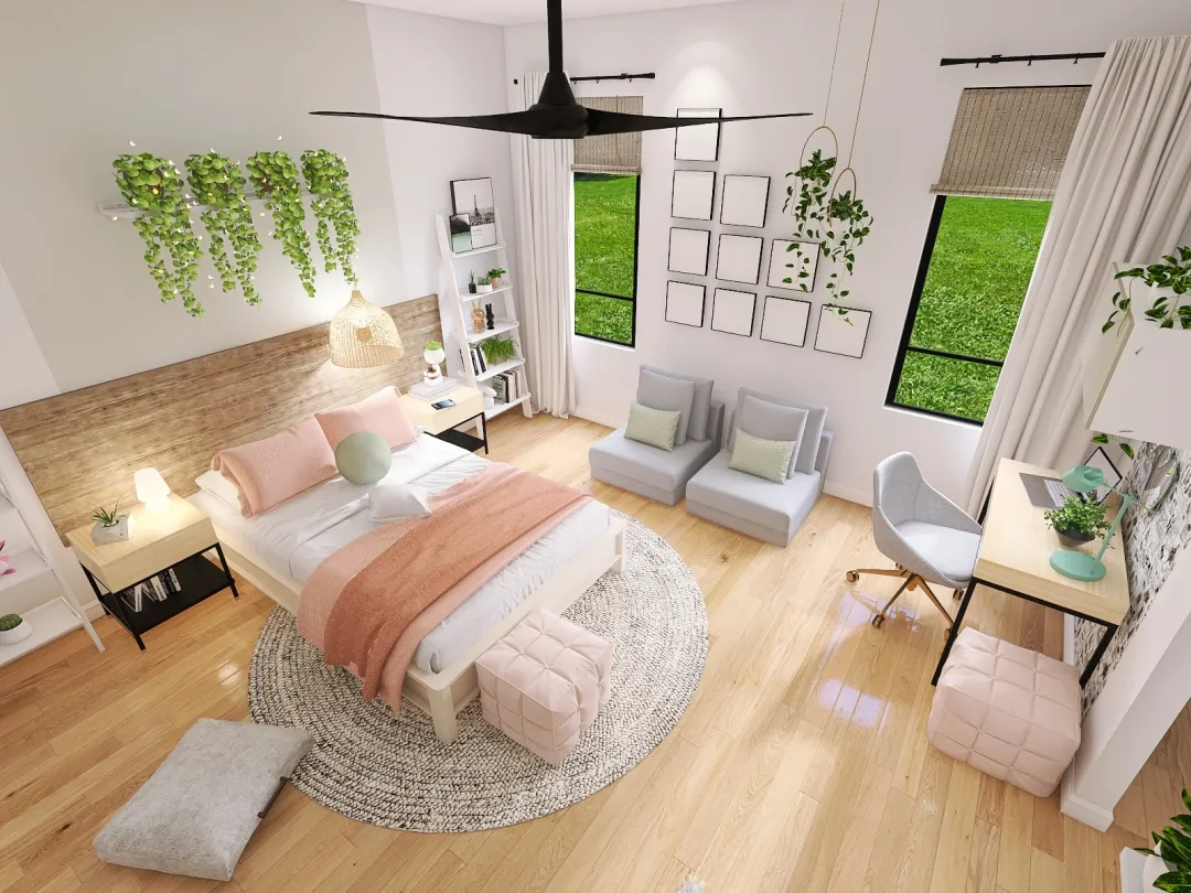 Modern Bohemian Teen Room 3d design renderings