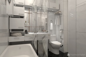 #HSDA2021ResidentialSnow-white bathroom Design Rendering