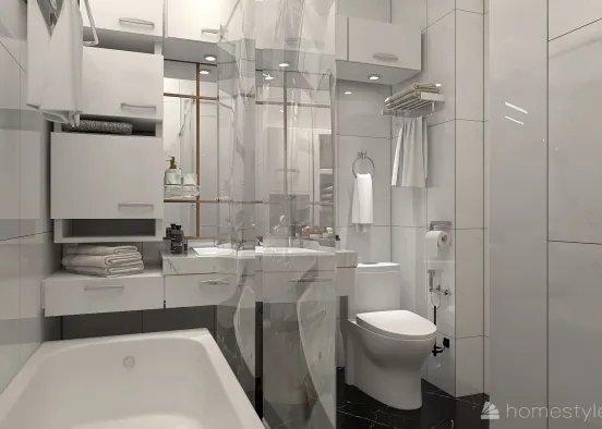 #HSDA2021ResidentialSnow-white bathroom Design Rendering