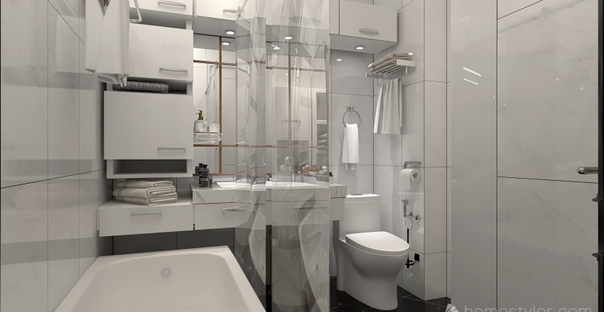 #HSDA2021ResidentialSnow-white bathroom 3d design renderings
