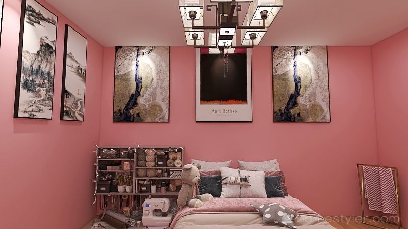 Test-Pink Bedroom 3d design renderings