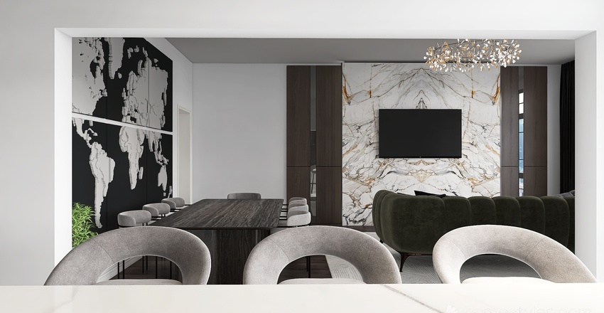 Room 2- Bold Colors and Geometry 3d design renderings