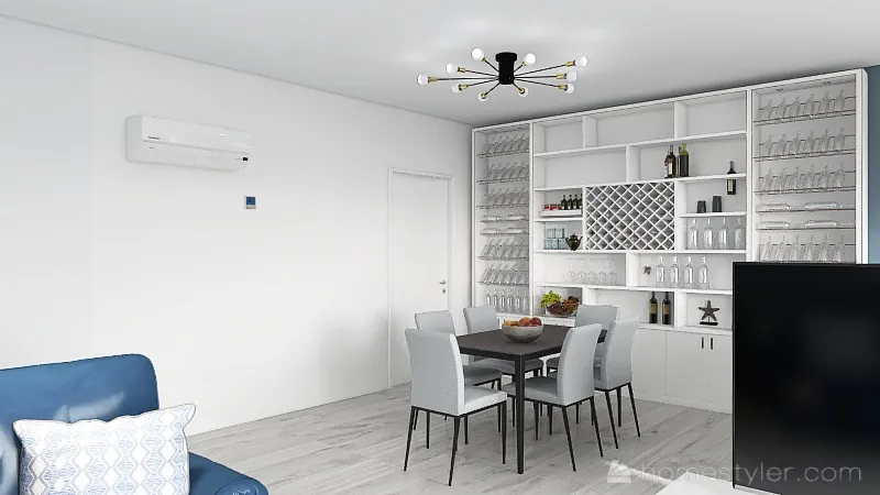 hodnik, kuhinja , dnevna soba 3d design renderings