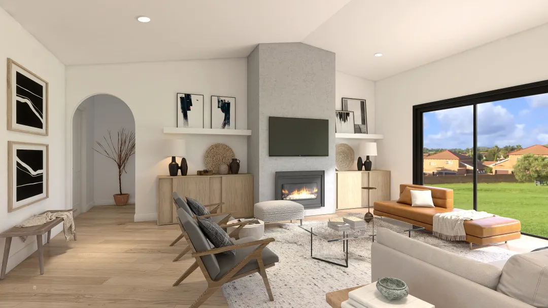 Wabi Sabi Living Room 3d design renderings