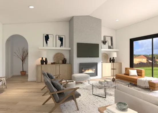 Wabi Sabi Living Room Design Rendering