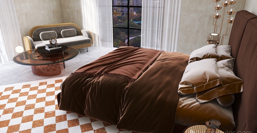 retro brown flat 3d design renderings