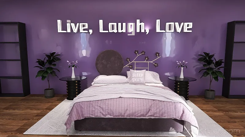 Purple and Grey Master Bedroom 3d design renderings