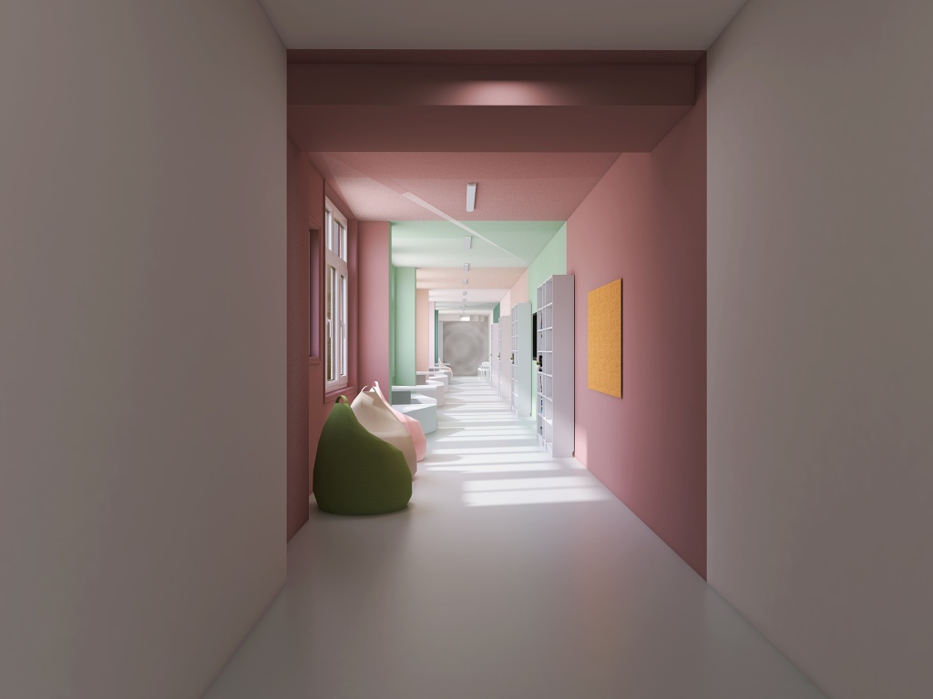 School corridor 3d design renderings