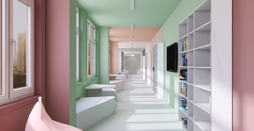 School corridor 3d design renderings