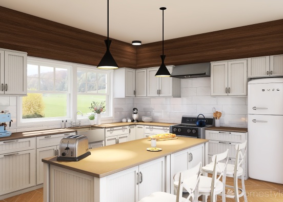 #6 - farmhouse kitchen and dining room Design Rendering