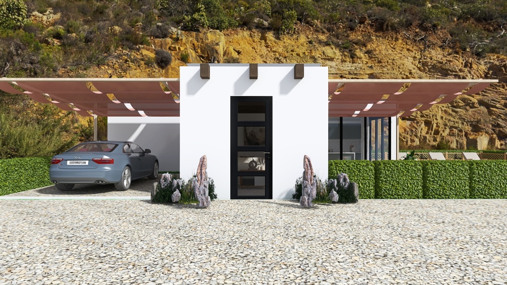 #T-ShapedContest - Adobe Desert Tiny House 3d design renderings
