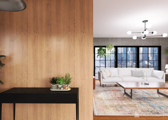 #7 - industrial living room Design Rendering