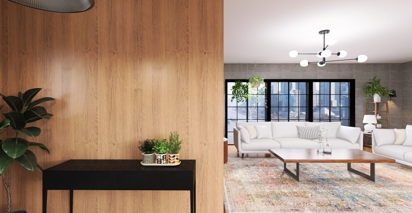 #7 - industrial living room 3d design renderings