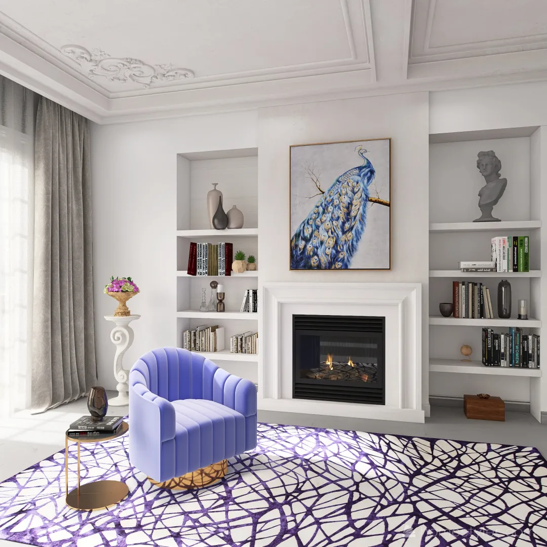 Classic design with 'Very Peri' accents 3d design renderings