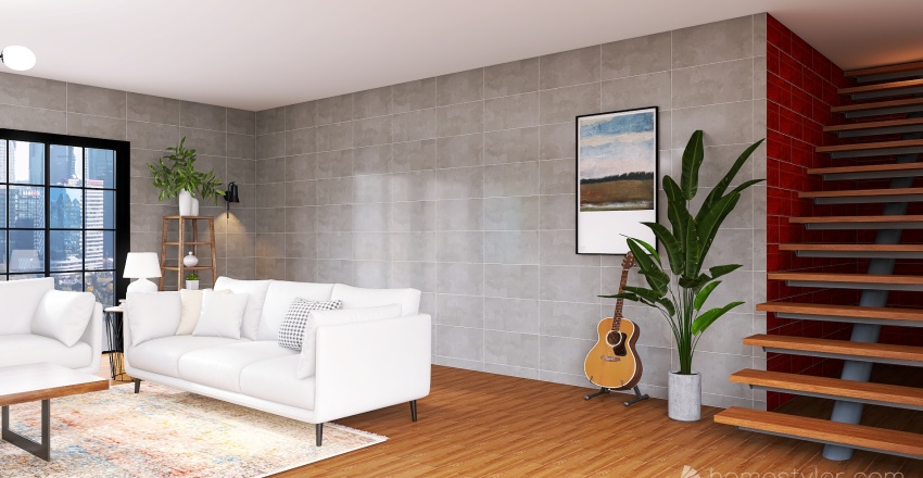 #7 - industrial living room 3d design renderings