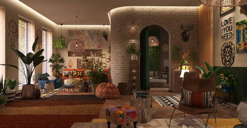 Bohemian Room 3d design renderings