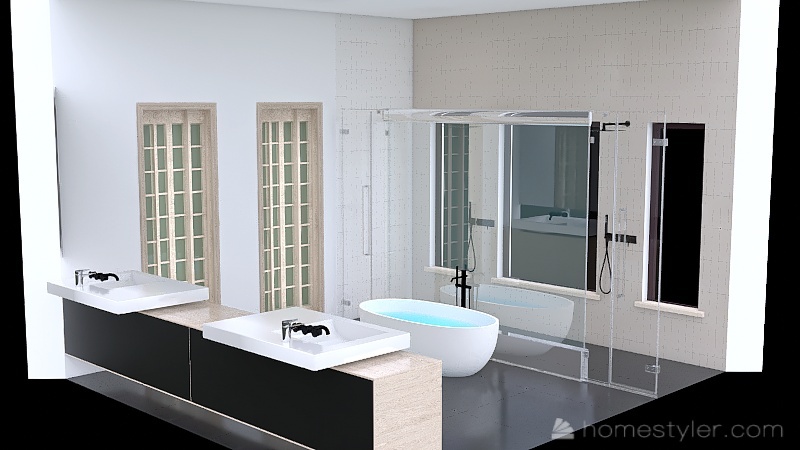 Copy of Dark Pallete, chrome - Master Bath 3d design renderings