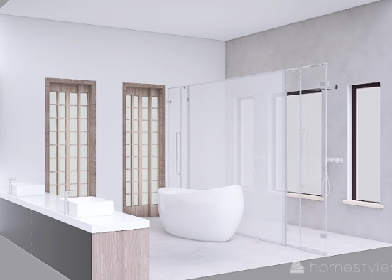 Dark Pallete, white countertop - Master Bath Design Rendering