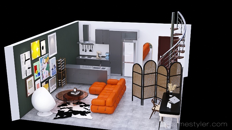 loft apartment, slay 3d design renderings