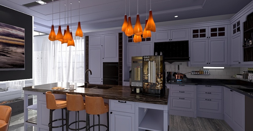 кухня/столовая/гостинная/кабинет 3d design renderings