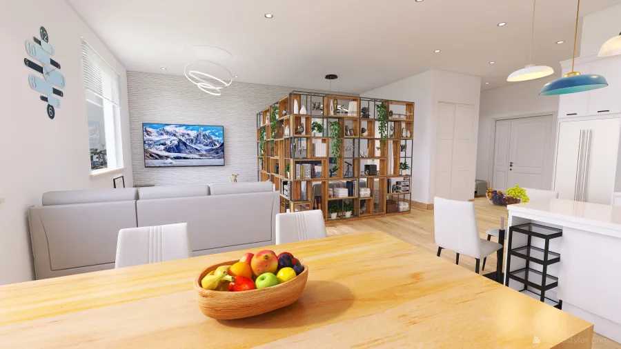 soggiorno e cucina 3d design renderings