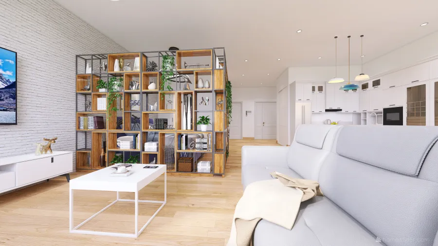 soggiorno e cucina 3d design renderings