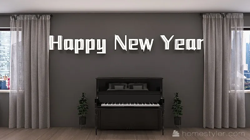 Black and Grey New Year Bedroom 3d design renderings