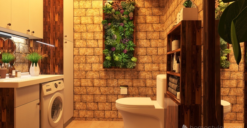 TropicalTheme Yellow Master Bathroom 3d design renderings