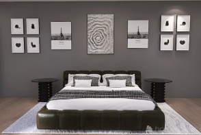 Black and Grey New Year Bedroom Design Rendering