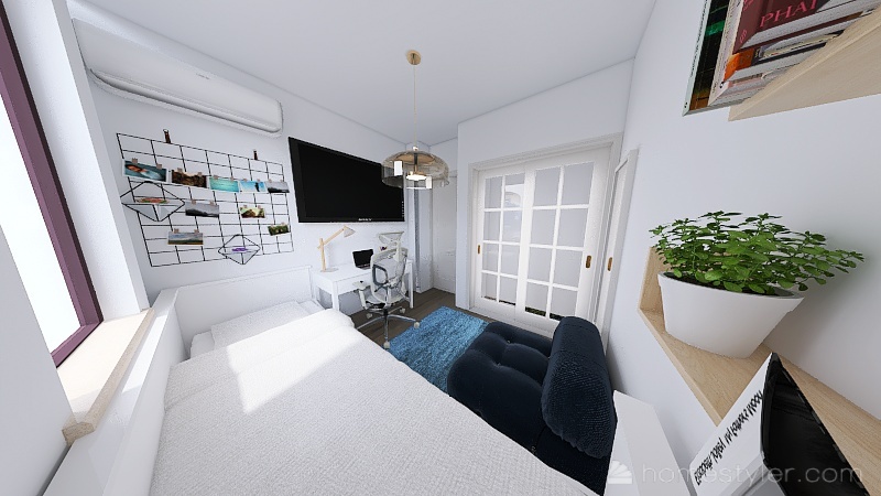 Habitación pequeña juvenil 3d design renderings