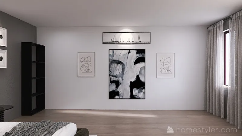 Black and Grey New Year Bedroom 3d design renderings