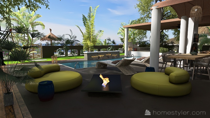 Hippie Beach Home 3d design renderings