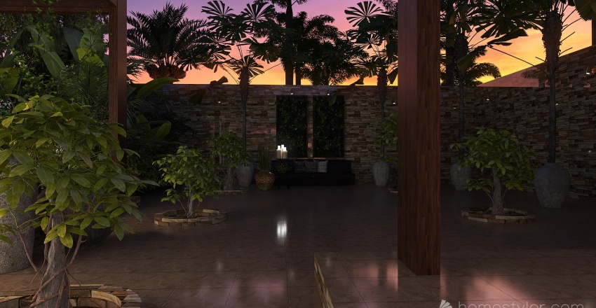 TropicalTheme Yellow Outdoordeck/Courtyard1 3d design renderings