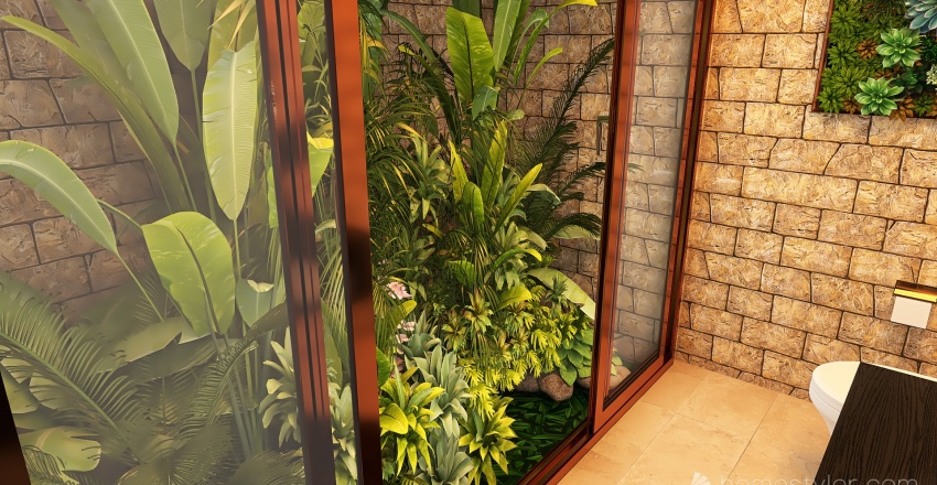 TropicalTheme Yellow Bathroom 3d design renderings