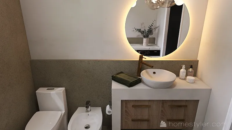 Powder Room and Laundry 3d design renderings