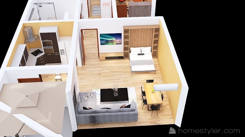 obývací pokoj s ložnici 3d design picture 128.64