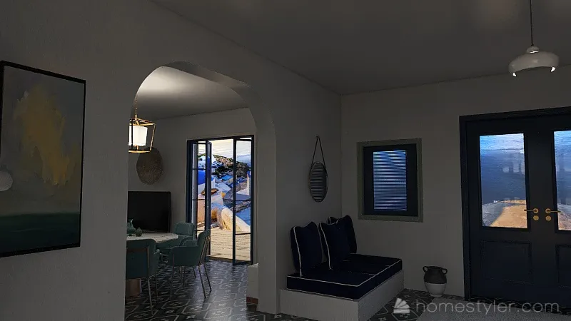 Costal villa en grèce Blue 3d design renderings