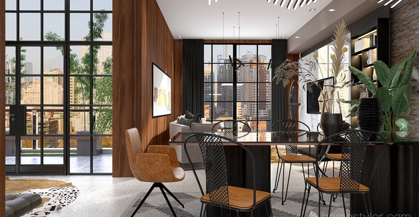 Living and Dining Room 3d design renderings