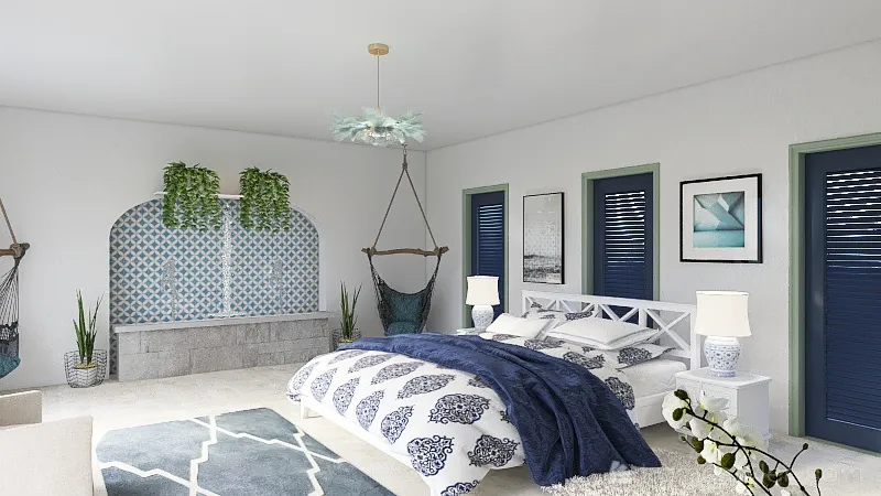 Costal villa en grèce Blue 3d design renderings