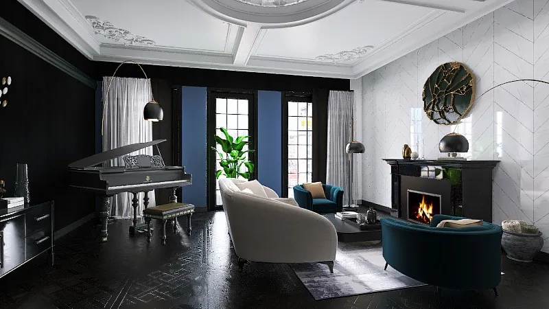 Room 1- Modern Dark Interior 3d design renderings