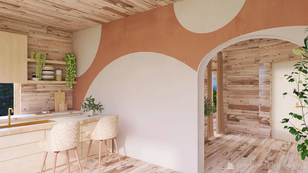 boho botanical loft tinyhouse. 3d design renderings