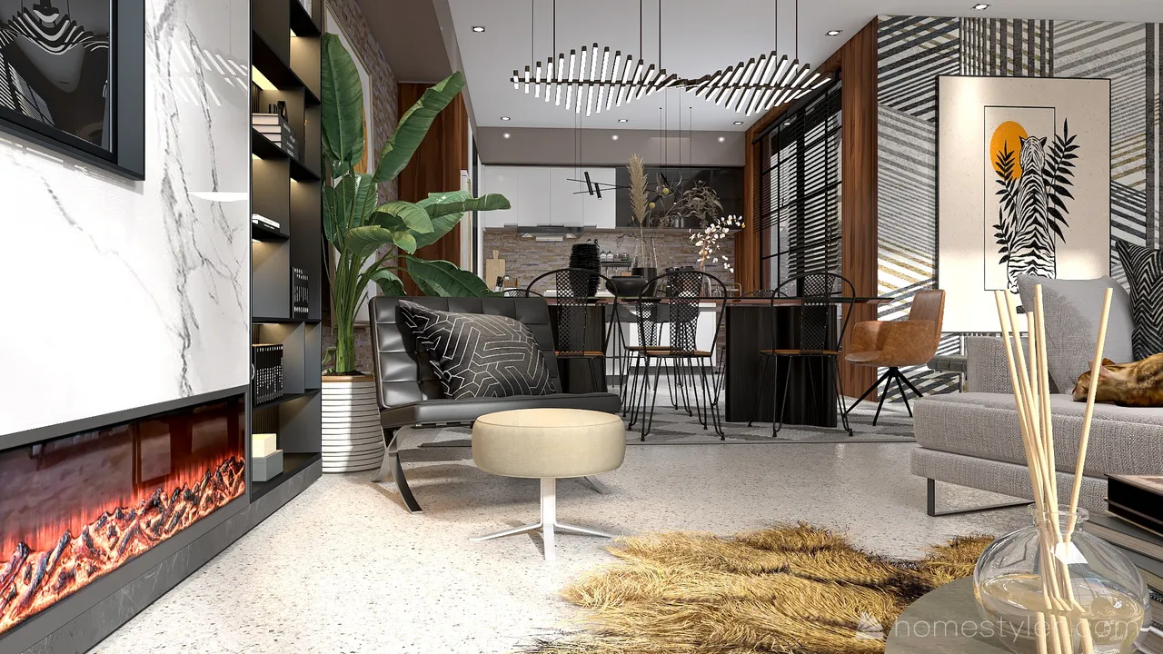 LivingDiningRoom 3d design renderings