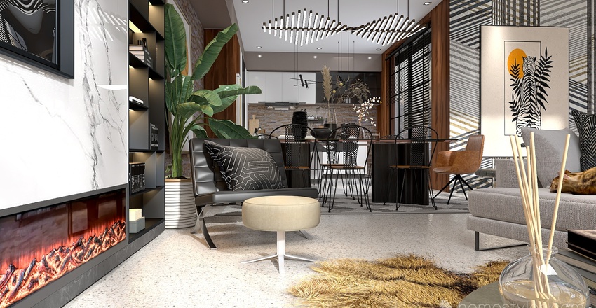 Living and Dining Room 3d design renderings