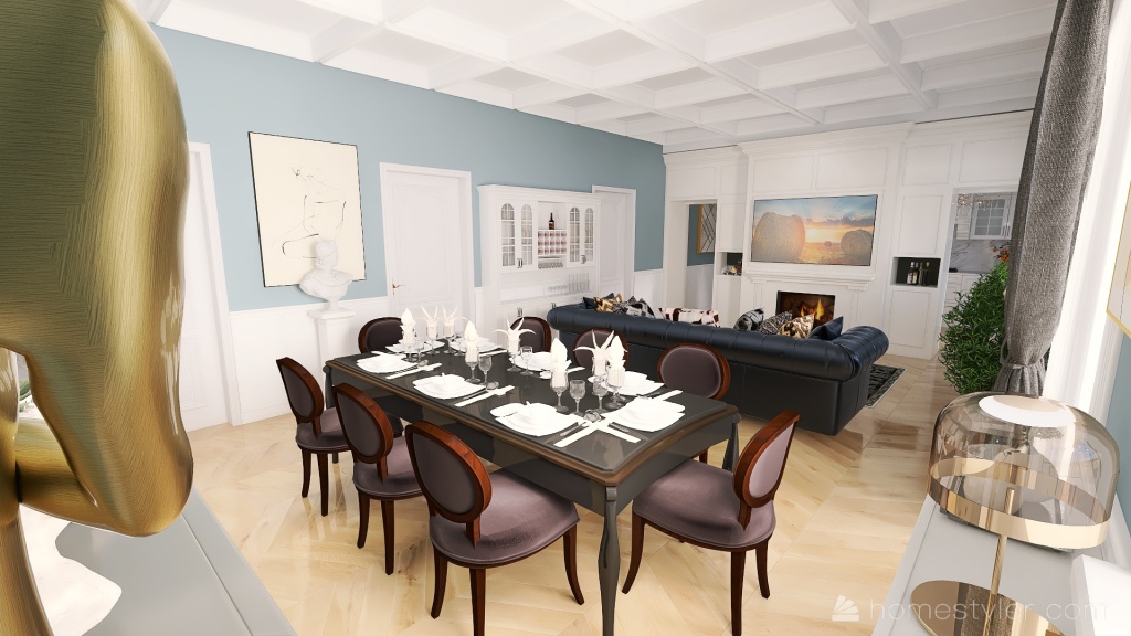 Salone Stile Americano Cucina 3 3d design renderings