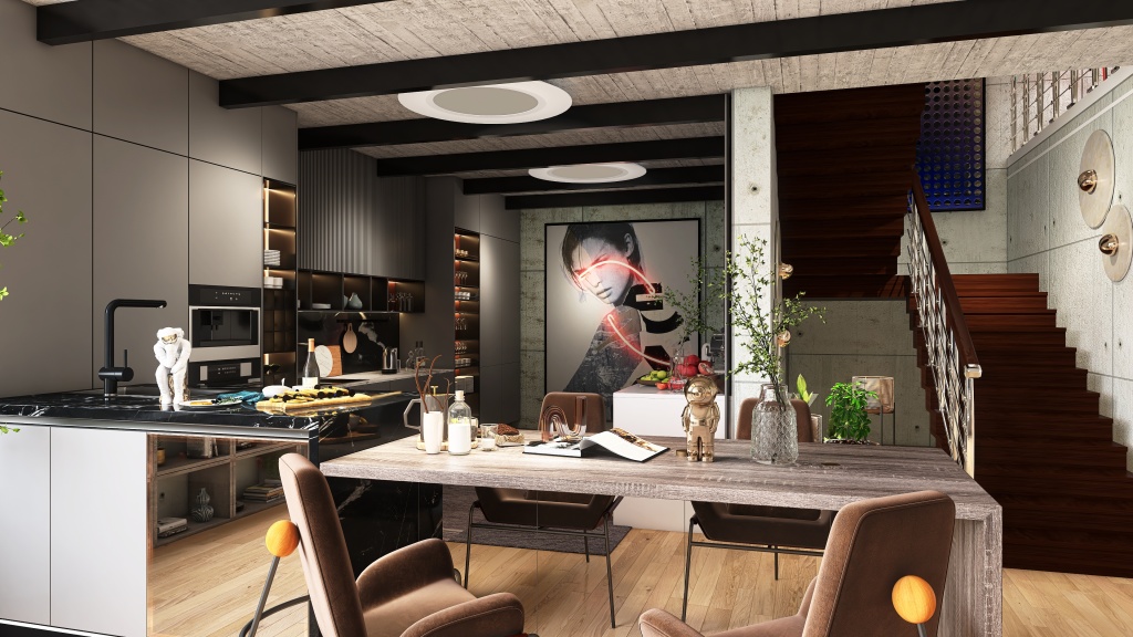 #HSDA2021Residential -Imaginary loft apartment 3d design renderings